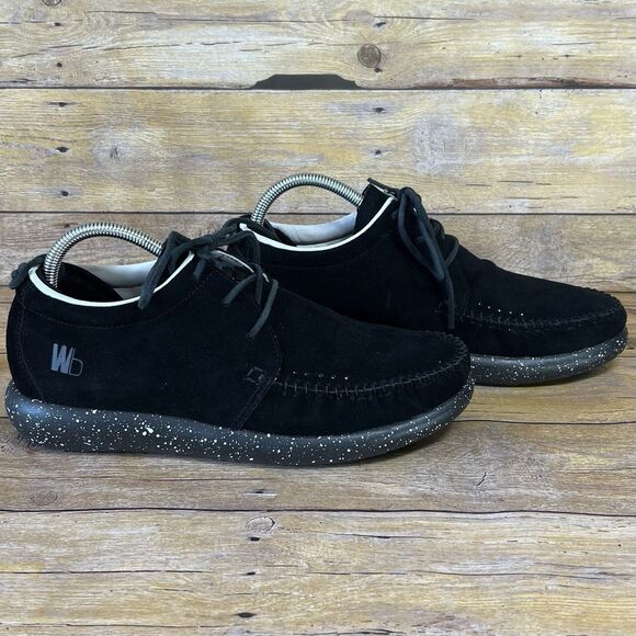 WB Moccasin Size Mens 7 Womens 8 True Black Hemera Fringe 100% Leather Suede - Picture 11 of 16